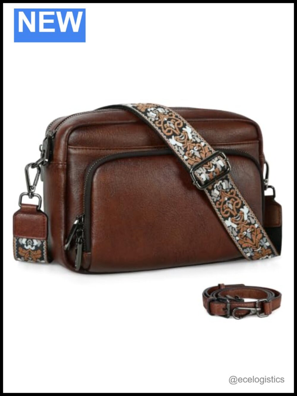 Faux Leather Crossbody Bag Anti-Theft Zipper Medium Shoulder Purse with Wallet